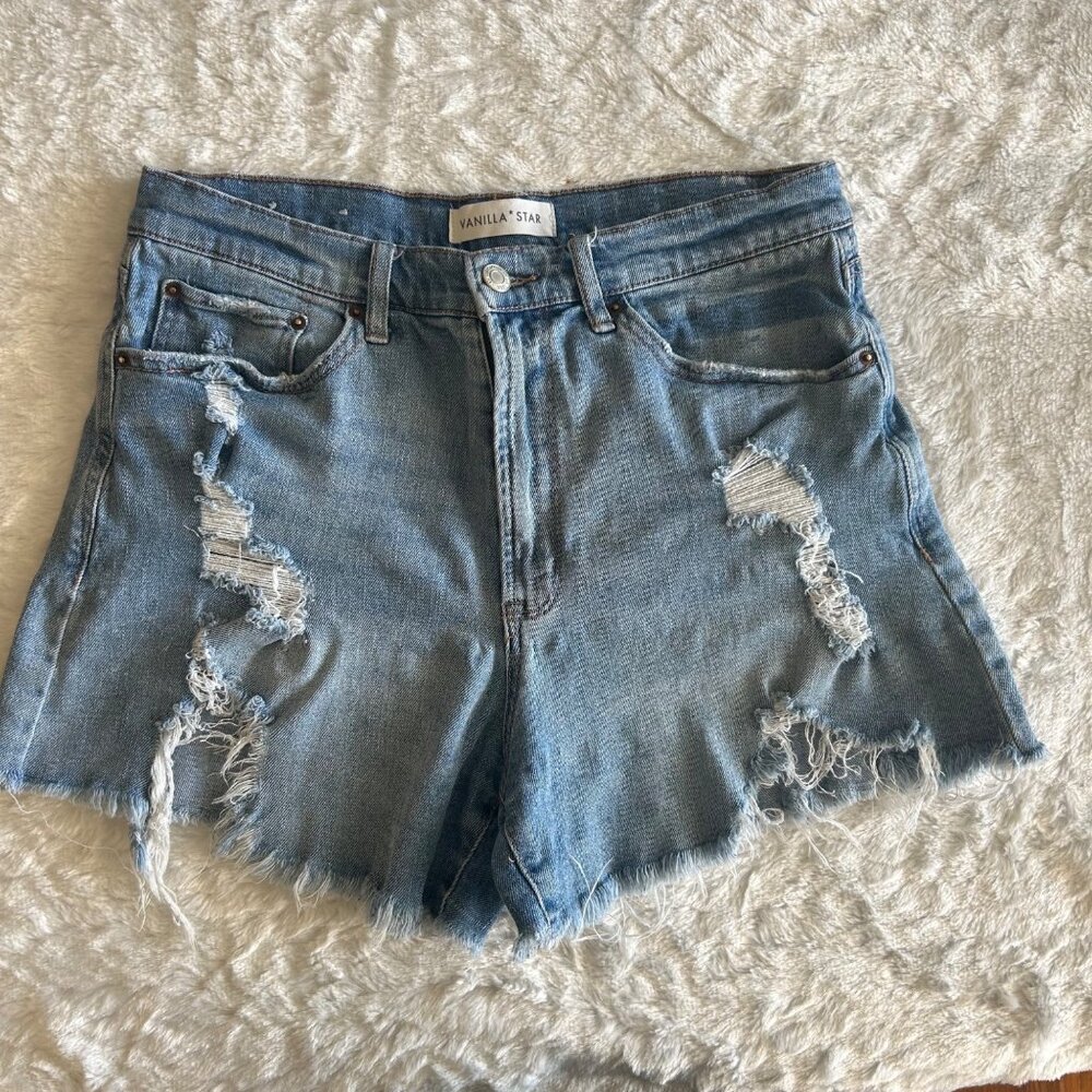 Vanilla Star High Waist Distressed Denim Jean Shorts - Size 11